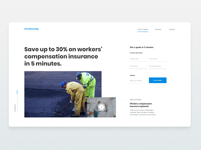 Iworkers - Insurance company builders design digital figma form homepage insurance interface landing page minimal minimalism minimalistic typography ui uiux ux webdesign website