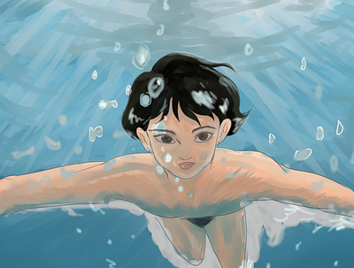 Under the water anime character character design design illustration portrait