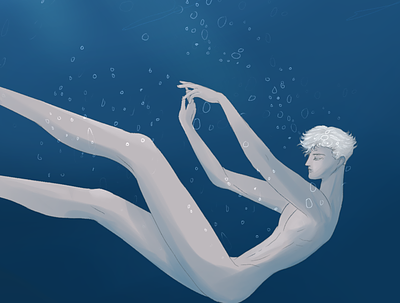 submerged anime character character design illustration