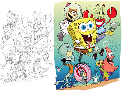 SpongeBob & Friends adobe adobeillustrator cartoon digitalart illustration illustrator nickelodeon spongebob vector