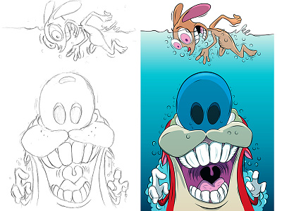 Ren & Stimpy [Jaws Version] adobe adobeillustrator cartoon digitalart illustration illustrator renandstimpy vector