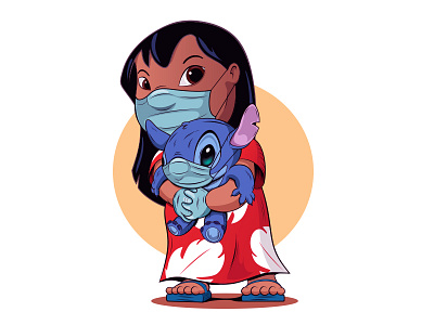 Lilo Playing It Safe adobe adobeillustrator cartoon covid 19 digitalart disney disneyland graphic illustration illustrator vector