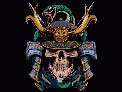 Samurai Skull adobe adobeillustrator digitalart graphic illustration illustrator vector