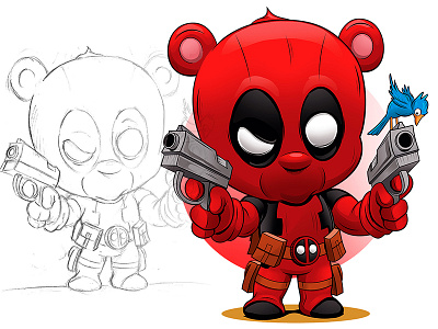 The Merc with the Hugs! adobe adobeillustrator cartoon deadpool digitalart illustration illustrator marvel