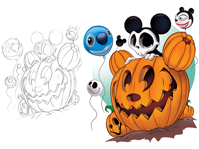 Happy Halloween!! adobe cartoon comics digitalart disney disneyland illustration illustrator mickey mouse vector