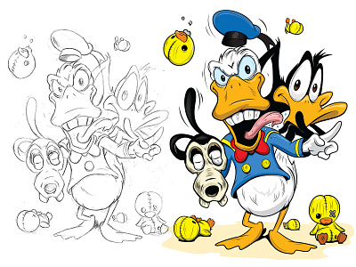 Donald Duck adobe adobeillustrator cartoon cintiq daffyduck disney donaldduck graphic illustrator vector