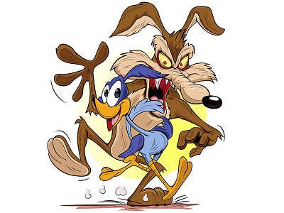 Road Runner vs Wile e Coyote adobeillustrator cartoon design digitalart graphic illustration illustrator vector