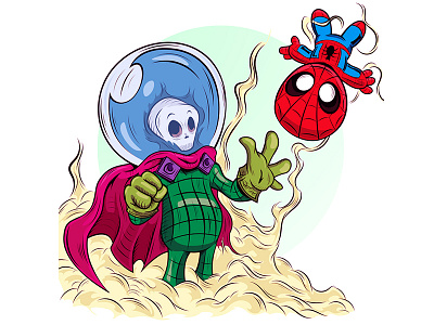 Far From Home....Mini Style cartoon digitalart illustration illustrator marvelcomics mysterio spider man vector