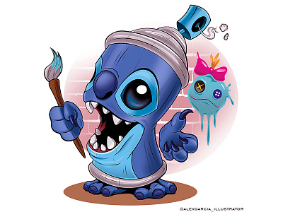 Stitch Spray Can Edition adobe adobeillustrator cartoon design digitalart disney graphic illustration illustrator stitch vector