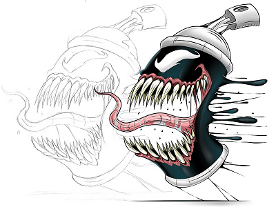 Venom Spray Edition cartoon comics digitalart graphic illustration illustrator marvel vector venom