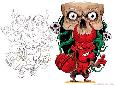 Hellboy adobe adobeillustrator cartoon comics digitalart illustration illustrator vector