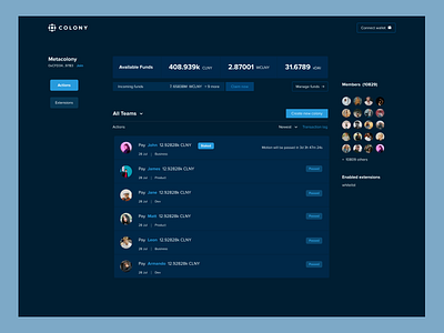 Colony Dapp ui ui design web