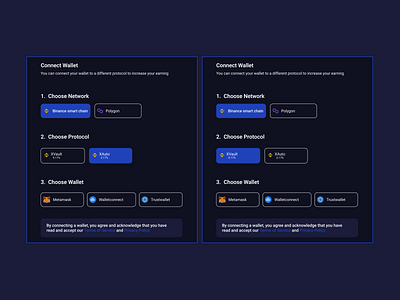 Connect wallet choose protocol modal ui design uiux web