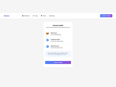 Annex connect wallet ui ui design uiux web
