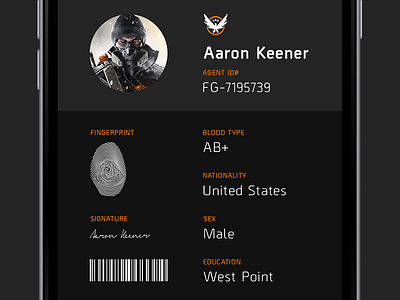 Agent ID card — DailyUI #5