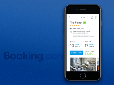 Booking.com, Hotel Page apple book hotels interface ios iphone mobile new york reserve ui ux