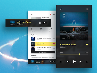 Music App, Artist page and Player artist design interface ios mobile music player profile ui ux