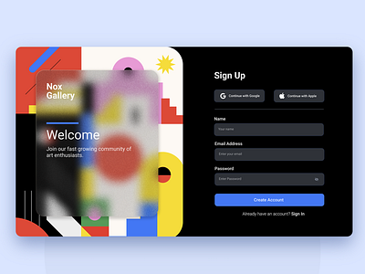 Gallery Sign Up Page dailyuichallenge ui
