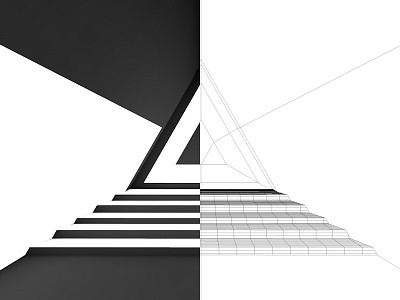 Triangular Structure abstract black illusion leadinglines space structure triangle white