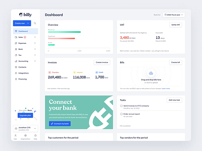 Billy – Dashboard accounting acquisition animation app bookkeeping clean conversion danish dashboard design system minimal product design product thinking react native retention scandinavian ui user research user-centric ux