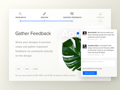Agile process in UXPin (3/4 — Gather Feedback) agile collaboration design feedback platform process research ui ux uxpin web webdesign