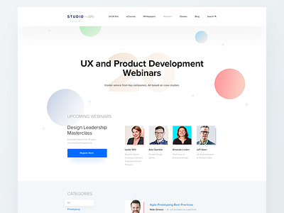 UXPin Studio — Webinars collaboration landing lp minimal onepage page pastel ui ux uxpin webdesign webinar