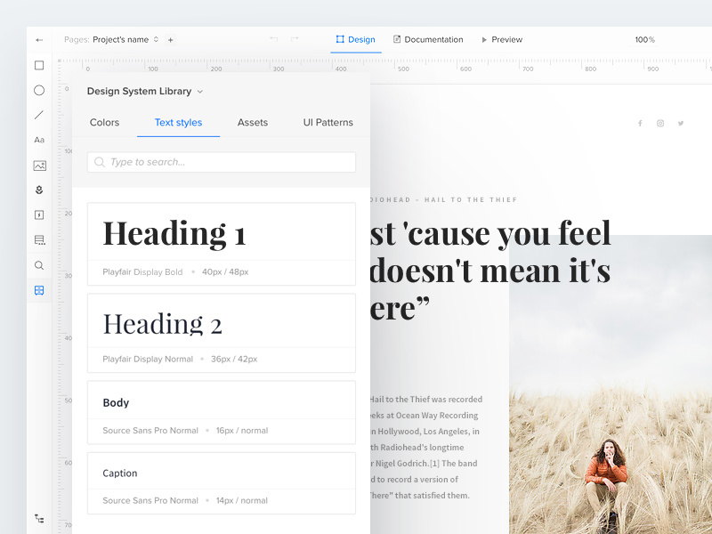 UXPin Design Systems: Typography website webdesign uxpin ux ui system design system minimal typography type article clean