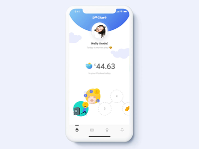 Pockee - an experience that adapts to all kids animation app banking family finance fintech illustration kids minimal mobile ui ux