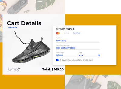 Daily UI- 002 adobe xd blue branding checkout payment yellow