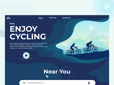 Daily UI- 003 (Landing Page) blue branding cycling dailyui illustration landingpage logo ride