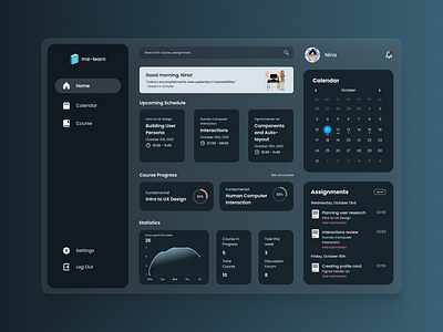 E-learning Dashboard app dark mode dark theme dashboard design elearning ui uidesign web