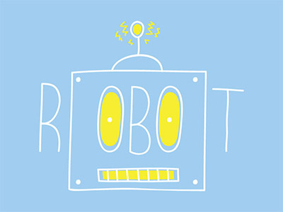 Robot antenna illustration machine pun robot typography
