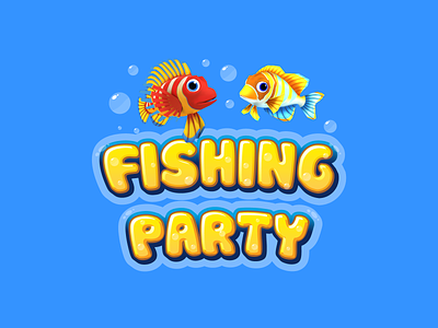 Fishing Party Logo illustration logo typography