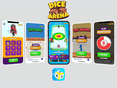 Dice Arena Game UI design game icon illustration logo low poly ui ux vector