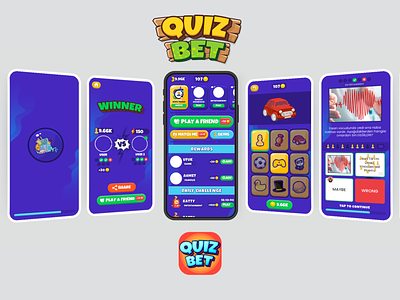 QuizBet Game UI branding design flat game illustration logo minimal ui ux vector