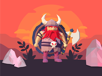 Low Poly Viking illustration low poly viking