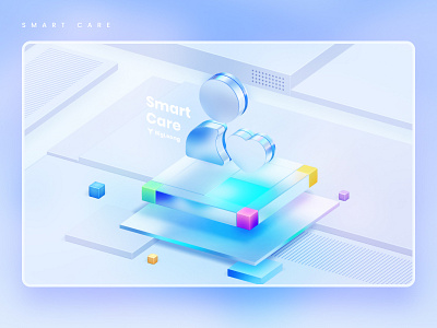 Smart Care 3d ui 几何 图标 渐变 玻璃