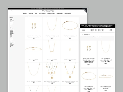 Zoë Chicco Collection Page design shopify ui ux web website design