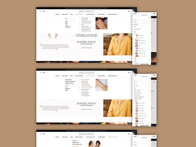 Zoë Chicco Navigation clean design shopify ui ux website design