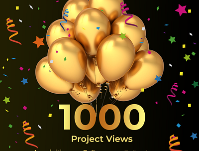 1000 Project views 1000 project views celebration hello dribble