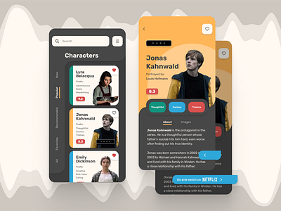 Character Catalogue App app character figma figmadesign hbo mobile app netflix practice tvshow ui ux