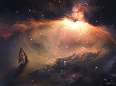 Voyage digital art digital painting fantasy illustration nebula outerspace painttoolsai photoshop space stars