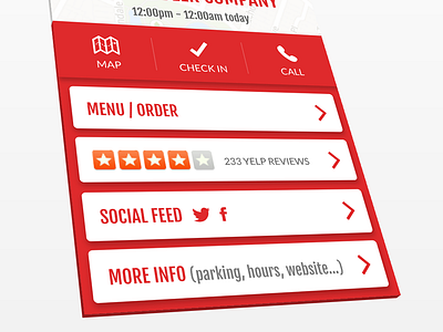 Bottom Half of a Restaurant App in progress app bottom check in eat food half menu restaurant yelp