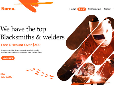 Blacksmiths and welders website header template Ui/Xi Design