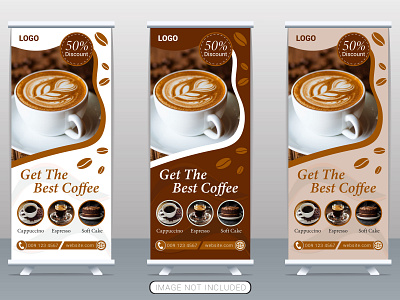 Minimalist coffee shop roll up banner design template