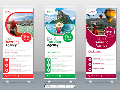 Traveling agency roll up banner design template rollup designs