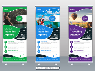 Travel and tourism business agency roll up banner design templat