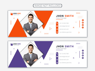 Orange and purple elegant corporate email signature or email foo