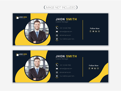 Creative email signature and email footer yellow design template business email signature design