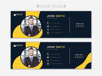 Creative email signature and email footer yellow design template